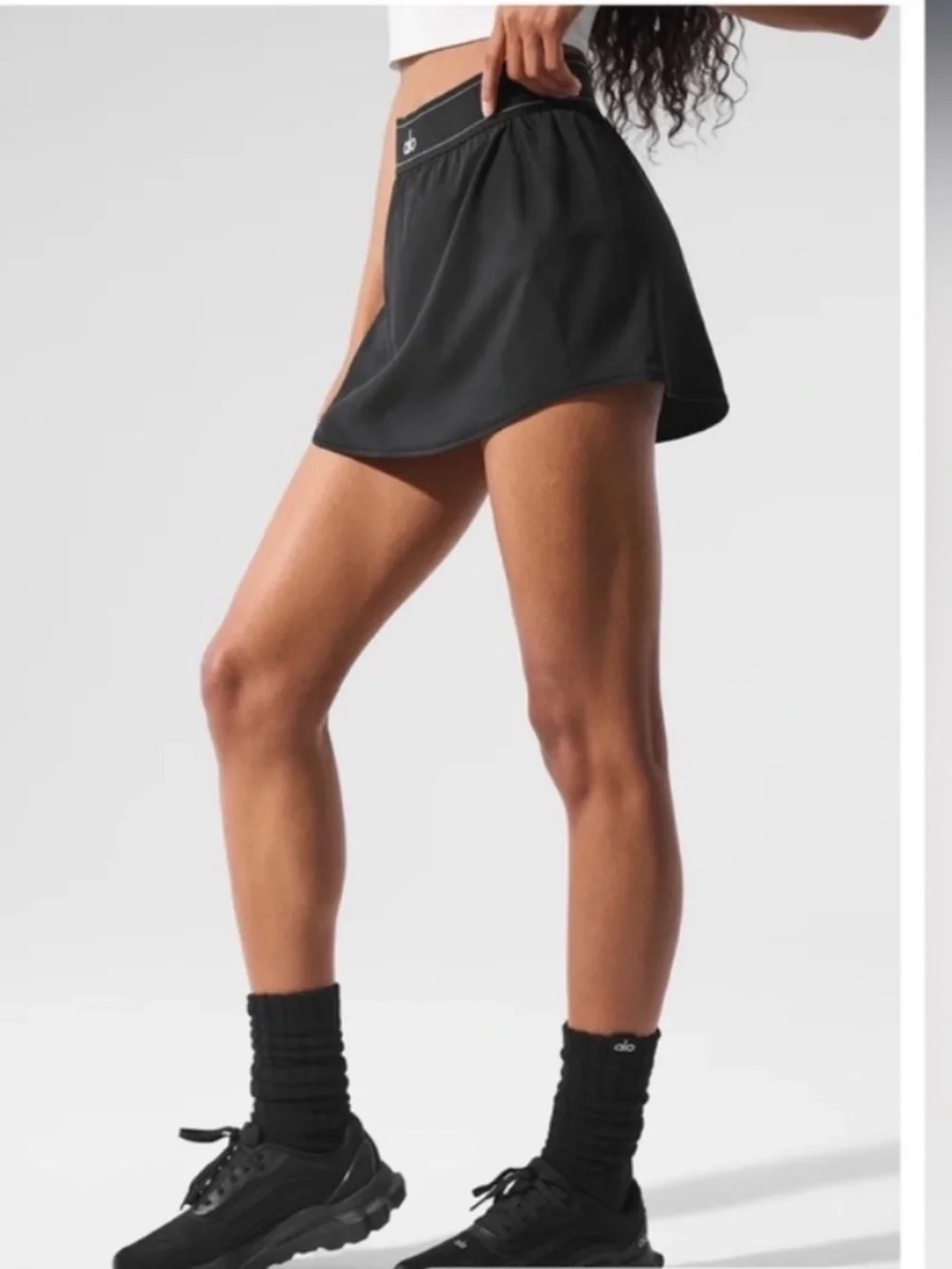 ALO Yoga Match Point Tennis Skirt Skort with Shorts Black Medium NWT NEW